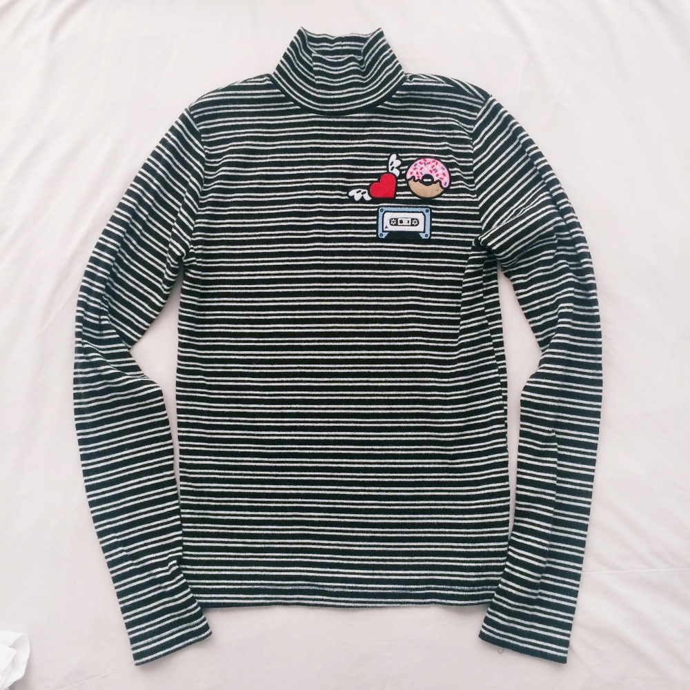 Zara Mock Neck Long Sleeve Knit with patches XS-M